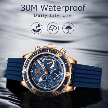 2020 Nova Banda Superior Relógios de Homens Militar Data de Esporte Azul Pulseira de Silicone de Luxo relógio de Pulso Relógio de Pulso de Quartzo QW011