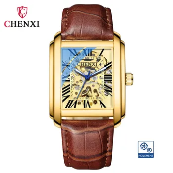 CHENXI Luxo de Ouro Relógio Automático Homens de Negócios Impermeável Turbilhão Esqueleto Mecânico Relógio Marca de Topo Relógio Masculino