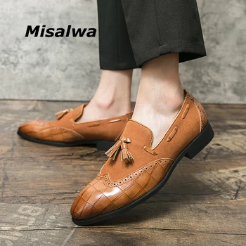 Misalwa 47 48 Plus Size Dropshipping Homens de Negócios informais Sapatos Borlas Homens Sapatos de Vestido de Noiva Slip-on Britânico Festa Homens Vadios