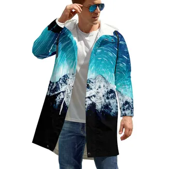 Montanha de Impressão Coats Natureza Galaxy Roupa Casual Windbreakers Homens Design de Streetwear com Capuz Casacos de Outono Plus Size 5XL