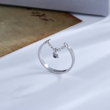 Na Moda Criativo, Projeto Simples, Cor Prata Cristal Cadeia Anel Ajustável Abrir Anéis De Dedo De Estilo Coreano Parte Presente Da Jóia