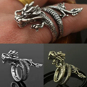 Personalidade do Punk, Vintage Exagerada Dragon Ring Para os Homens, as Mulheres formam a Abrir os Homens Anéis Dominante Anéis de Dedo de Jóias