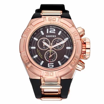 SHHORS Homens Luxo Relógios de Grande Dial de Esportes dos Homens Relógios de Homens de Rosa de Ouro, Relógios de Silicone Homem Watch Montres Homme Masculino Relógio