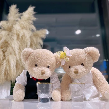 Um par de 65cm grande Casal vestido de noiva urso de pelúcia ursinho de Pelúcia Boneca de Casamento de dia dos Namorados-presente para o amigo de Pelúcia Brinquedo para menina