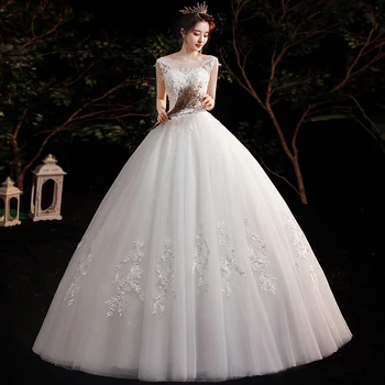 Vestido de noiva 2020 Gryffon Clássico de Mangas S-neck Assoalho-comprimento Lace Vestido de baile de Luxo Vestidos de Noiva Para Grávidas