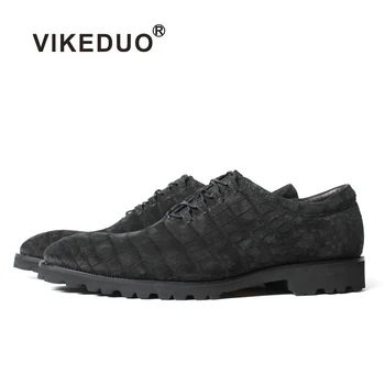 Vikeduo 2020 Novos Homens de verdadeiro Sapatos de Couro de Crocodilo Preto Office Trabalho Artesanal de Calçados Masculino Vintage Zapatos Oxford Sepatu Pria