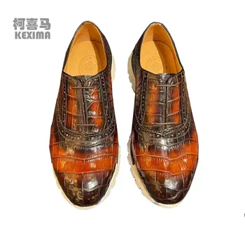 yingshang novos sapatos casuais homens crocodilo sapatos de couro de crocodilo macho sapatos sapatos de lazer escova de sapatos de cor